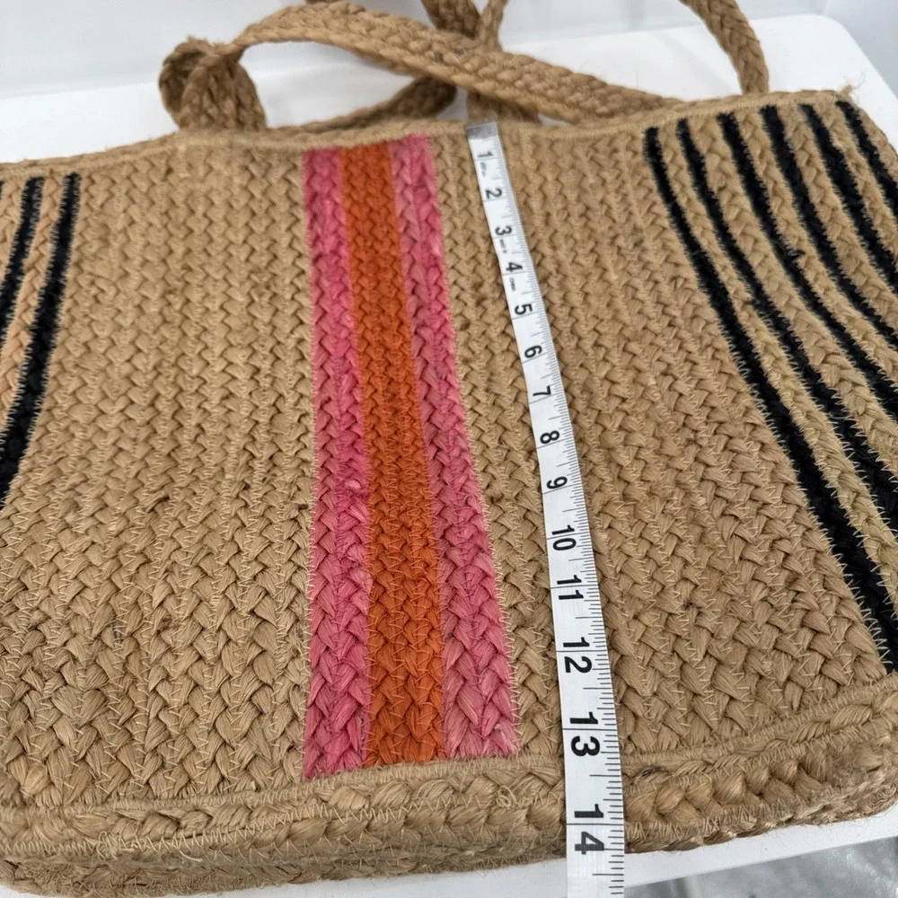 Shiraleah Chicago Jute Large Tote Bag Boho Hippie Beach Market Bag Colorful